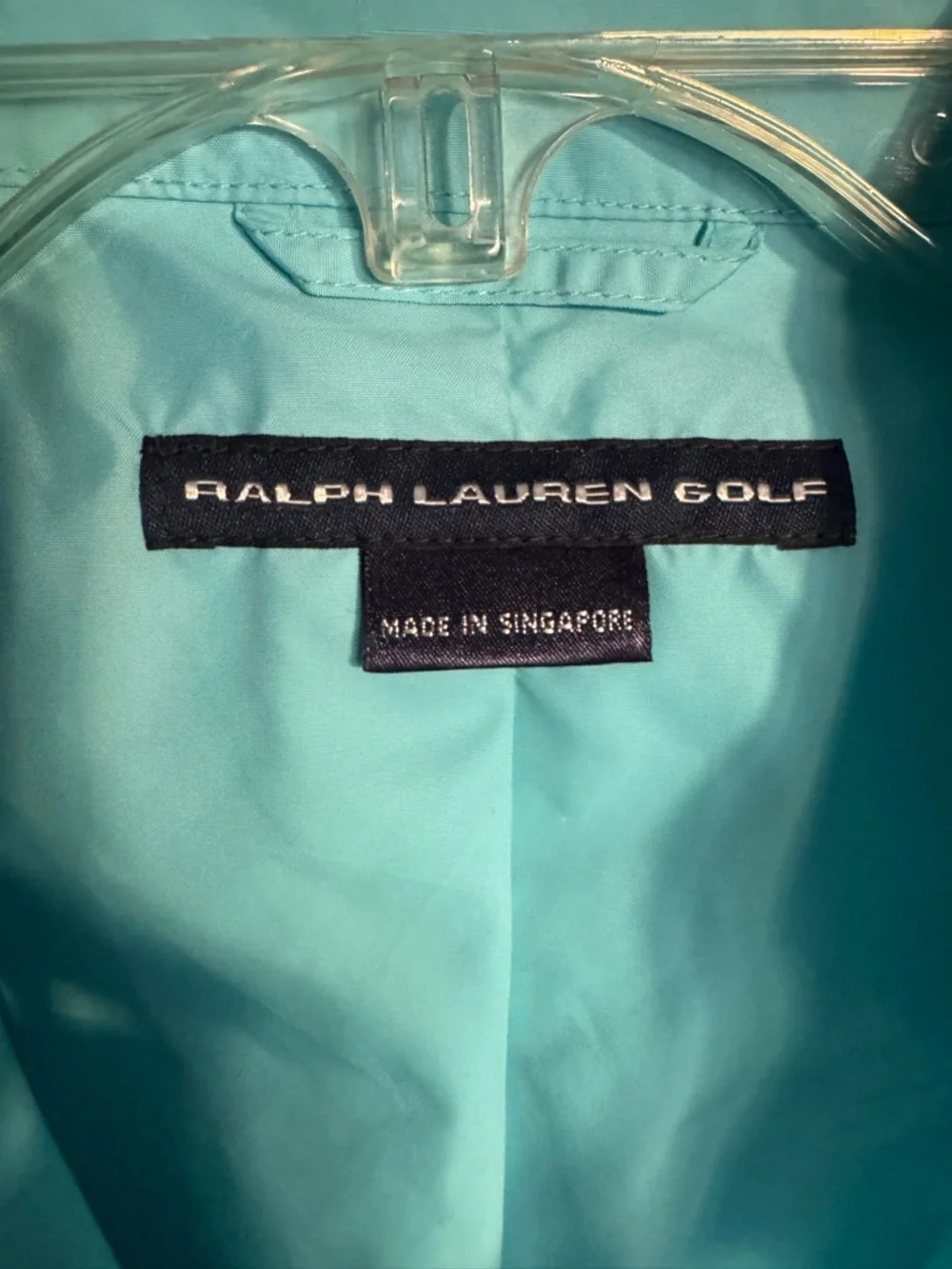 Ralph Lauren Golf Jacket women light blue/aqua full-zip mock neck button collar